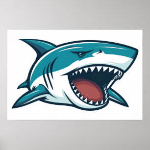 Hai mit offenem Mund Kleiner Poster
