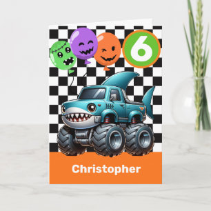Hai Monster Truck 6. Geburtstag Halloween Karte