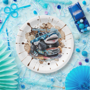 Hai Monster Truck Jungen Geburtstag Pappteller