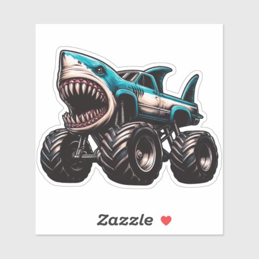 Hai-Monstertruck Aufkleber (Blatt)