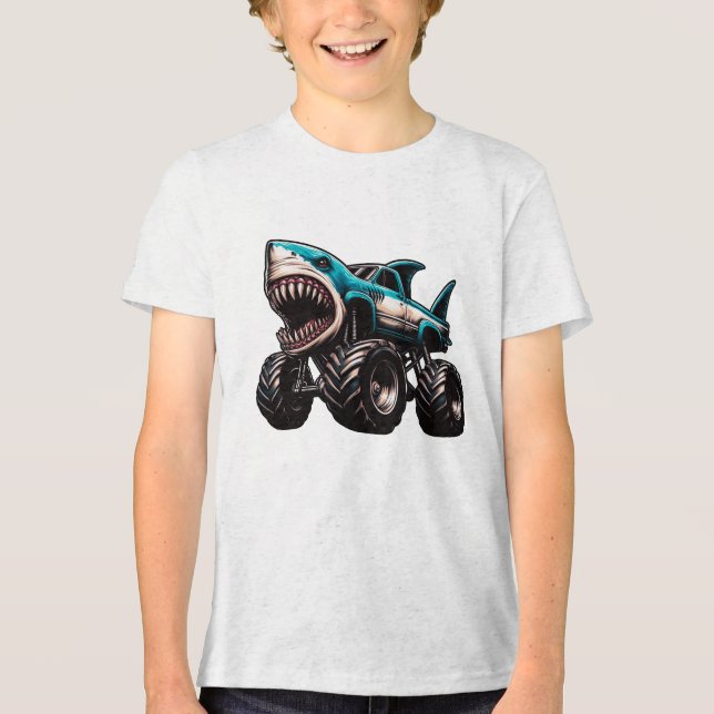 Hai-Monstertruck Tri-Blend Shirt (Vorderseite)