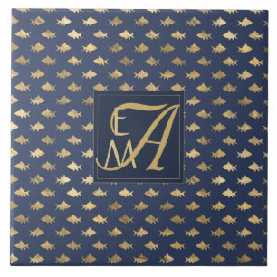 Hai Navy Blau Gold Monogramm Home Dekor Frischverm Fliese
