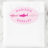 Hai Niedlich Kids Ovaler Aufkleber (Tasche)