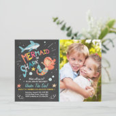 Hai oder Meerjungfrau Geburtstag Einladung Joint D (Stehend Vorderseite)