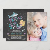 Hai oder Meerjungfrau Geburtstagsausschreibung Einladung (Vorne/Hinten)