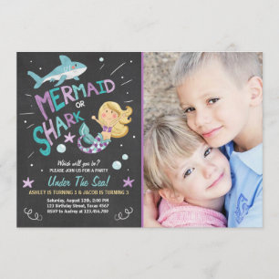 Hai oder Meerjungfrau Geburtstagsausschreibung Einladung
