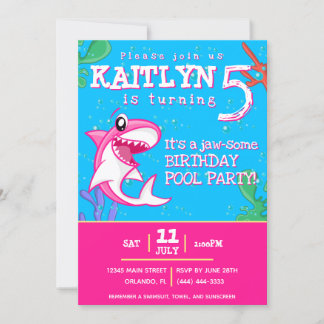 Hai-Ozean Kinder jedes Alter Geburtstag Einladung