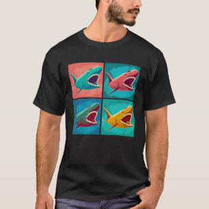 Hai-Pop- Illustration Buntes Tier Frauen Männer T-Shirt