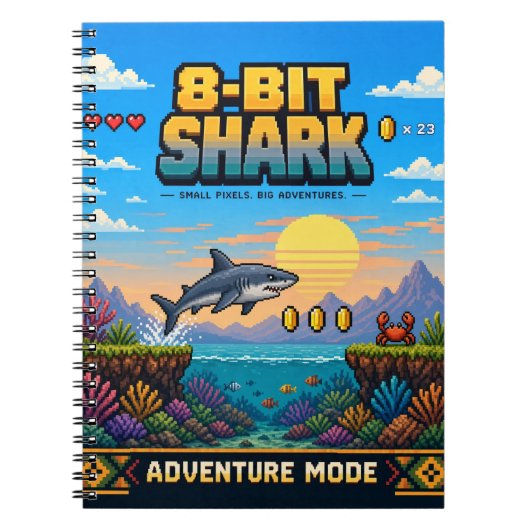 Hai, Retro-8-Bit-Pixel-Art Notizblock (Vorderseite)