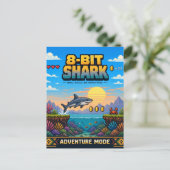 Hai, Retro-8-Bit-Pixel-Art Postkarte (Stehend Vorderseite)