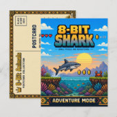 Hai, Retro-8-Bit-Pixel-Art Postkarte (Vorne/Hinten)