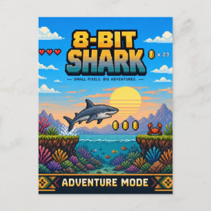 Hai, Retro-8-Bit-Pixel-Art Postkarte
