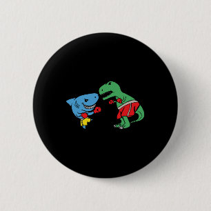 Hai-Schlag-T-Rex-Dinosaurier-Lustige-Kampf-Boxkamp Button