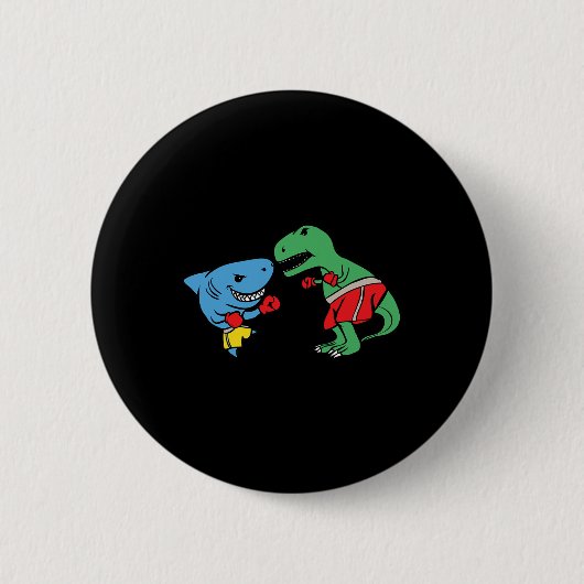 Hai-Schlag-T-Rex-Dinosaurier-Lustige-Kampf-Boxkamp Button (Vorderseite)