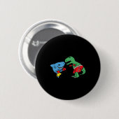 Hai-Schlag-T-Rex-Dinosaurier-Lustige-Kampf-Boxkamp Button (Vorne & Hinten)
