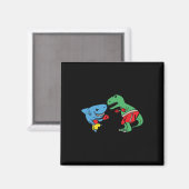Hai-Schlag-T-Rex-Dinosaurier-Lustige-Kampf-Boxkamp Magnet (Vorderseite/Rückseite)