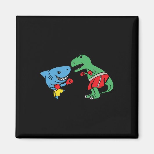 Hai-Schlag-T-Rex-Dinosaurier-Lustige-Kampf-Boxkamp Magnet (Vorne)