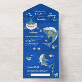 Hai schwimmen blau unter dem Party All In One Einladung (Innen Boden)