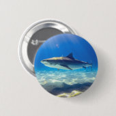 Hai schwimmen Blaues Meer Button (Vorne & Hinten)