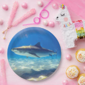 Hai schwimmen Blaues Meer Pappteller (Party)