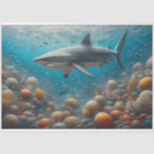 Hai schwimmen über einem Korallenriff Seidenpapier (Vorderseite)