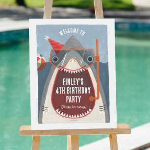 Hai-Sommer-Poolparty-Geburtstags-Willkommensschild Poster