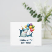 Hai-tastische Geburtstagskarte Postkarte (Stehend Vorderseite)