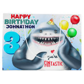 Hai Thema Fintastic Kindergeburtstag Große Geschenktüte (Rückseite)