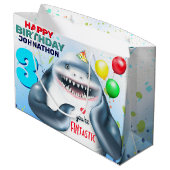 Hai Thema Fintastic Kindergeburtstag Große Geschenktüte (Rückseite Schrägansicht)