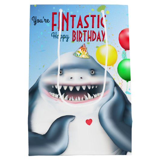 Hai Thema Fintastic Kindergeburtstag Mittlere Geschenktüte (Rückseite)