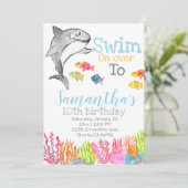 Hai-Thema Geburtstagseinladung Einladung (Stehend Vorderseite)