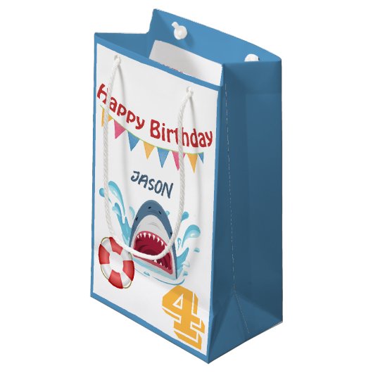 Hai Thema Happy Geburtstag Kleine Geschenktasche f Geschenktüte (Vorderseite Schrägansicht)