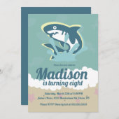 Hai-Themenmädchen Geburtstagsfeier Einladung (Vorne/Hinten)