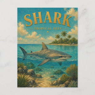 Hai Tropical Reef Wasserfarbe GeoSaga Postkarte
