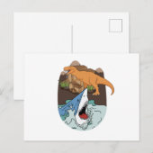 Hai- und Dinosaurier-Jungen Postkarte (Vorne/Hinten)