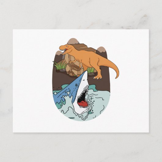 Hai- und Dinosaurier-Jungen Postkarte (Vorderseite)
