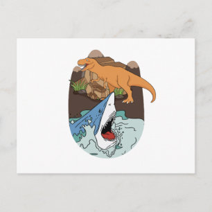Hai- und Dinosaurier-Jungs Postkarte