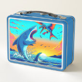 Hai und Dinosaurier Metall Brotdose (Rückseite)