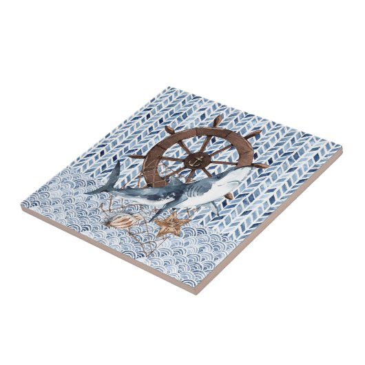 Hai- und Schiffslenkrad Fliese (Seite)