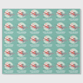 Hai und Weihnachtsmann mit Namensschild Geschenkpapier (Flach)