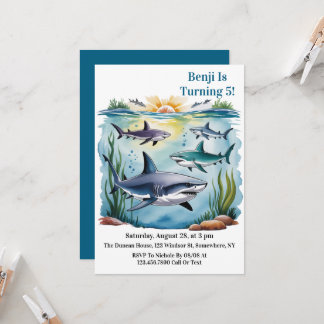 Hai unter dem Meer Junge Geburtstag Einladung