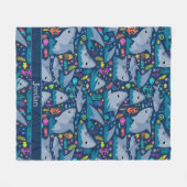 Hai unter dem Meer Niedliches Personalisiertes Mus Fleecedecke (Vorderseite (Horizontal))