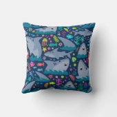 Hai unter dem Meer Niedliches Personalisiertes Mus Kissen (Rückseite)