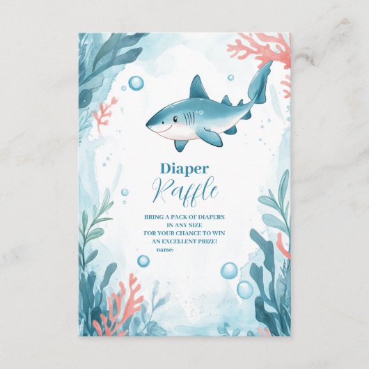 Hai unter dem Meer Tiere Diapper Raffle Begleitkarte (Vorderseite)
