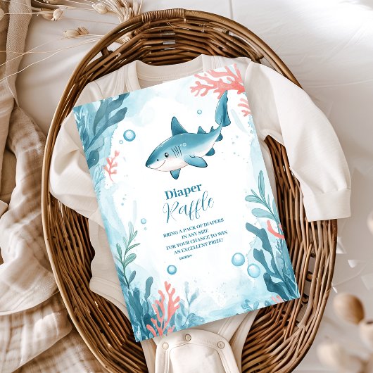 Hai unter dem Meer Tiere Diapper Raffle Begleitkarte