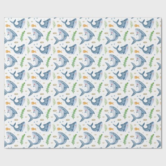 Hai unter dem Meer Weißbroschürenpapier Geschenkpapier (Flach)