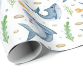 Hai unter dem Meer Weißbroschürenpapier Geschenkpapier (Rolleneckpunkt)