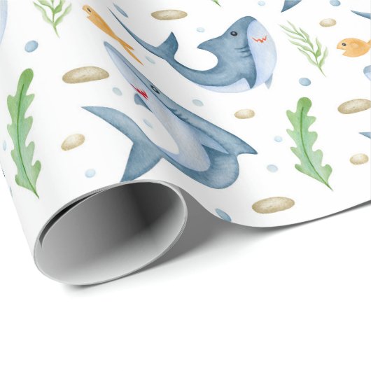 Hai unter dem Meer Weißbroschürenpapier Geschenkpapier (Rolleneckpunkt)