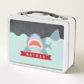 Hai unter dem Wasser Blue Boy Lunch Box (Rückseite)