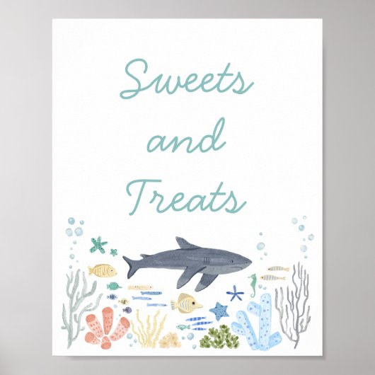 Hai unter den Sea Baby Shower Süßigkeiten Poster (Vorne)